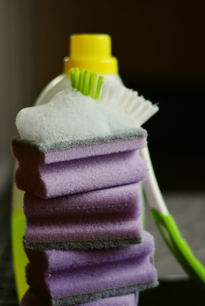 purple cleaning cloths - moving preparation