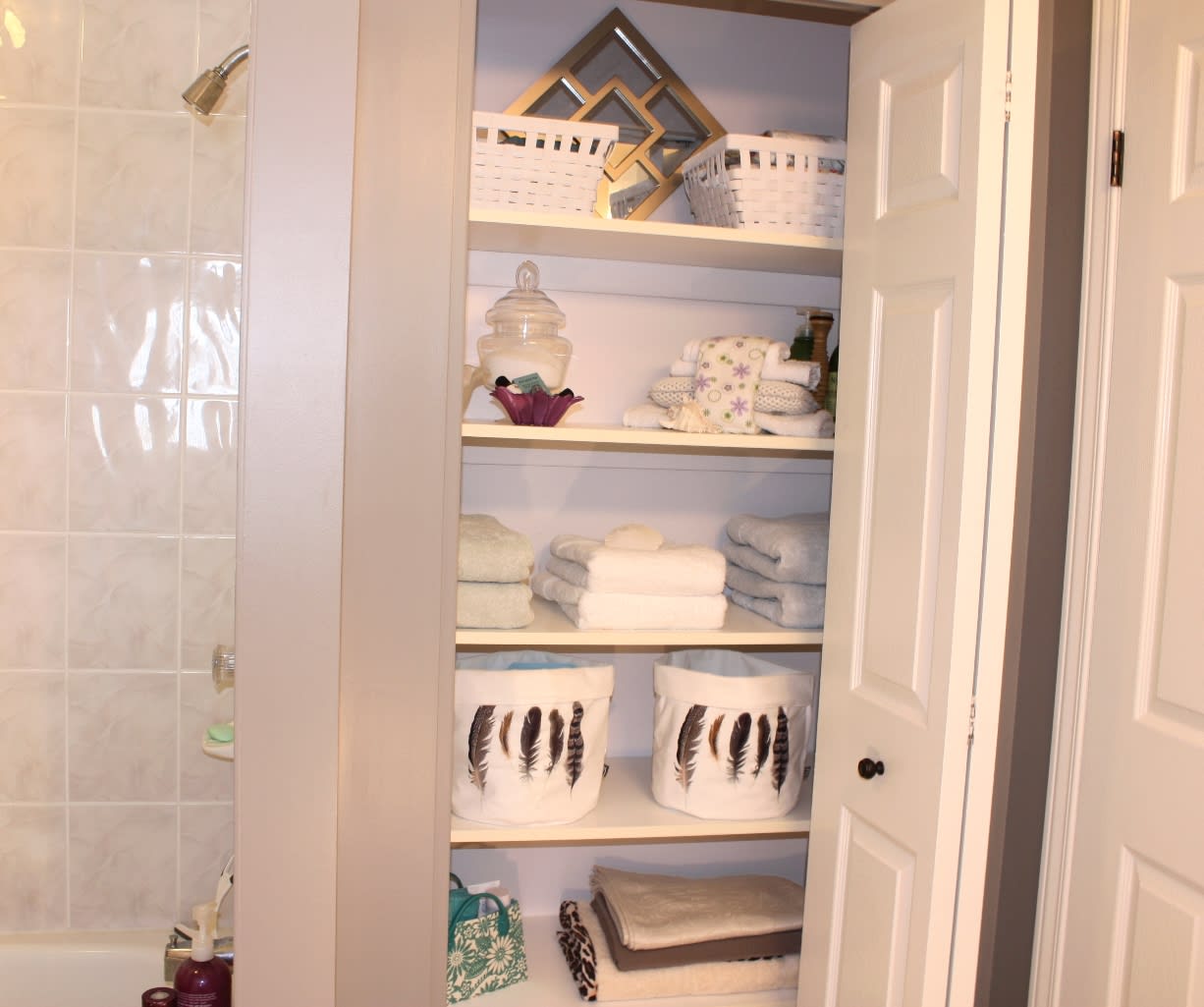 Spa feel Staged Linen Closet