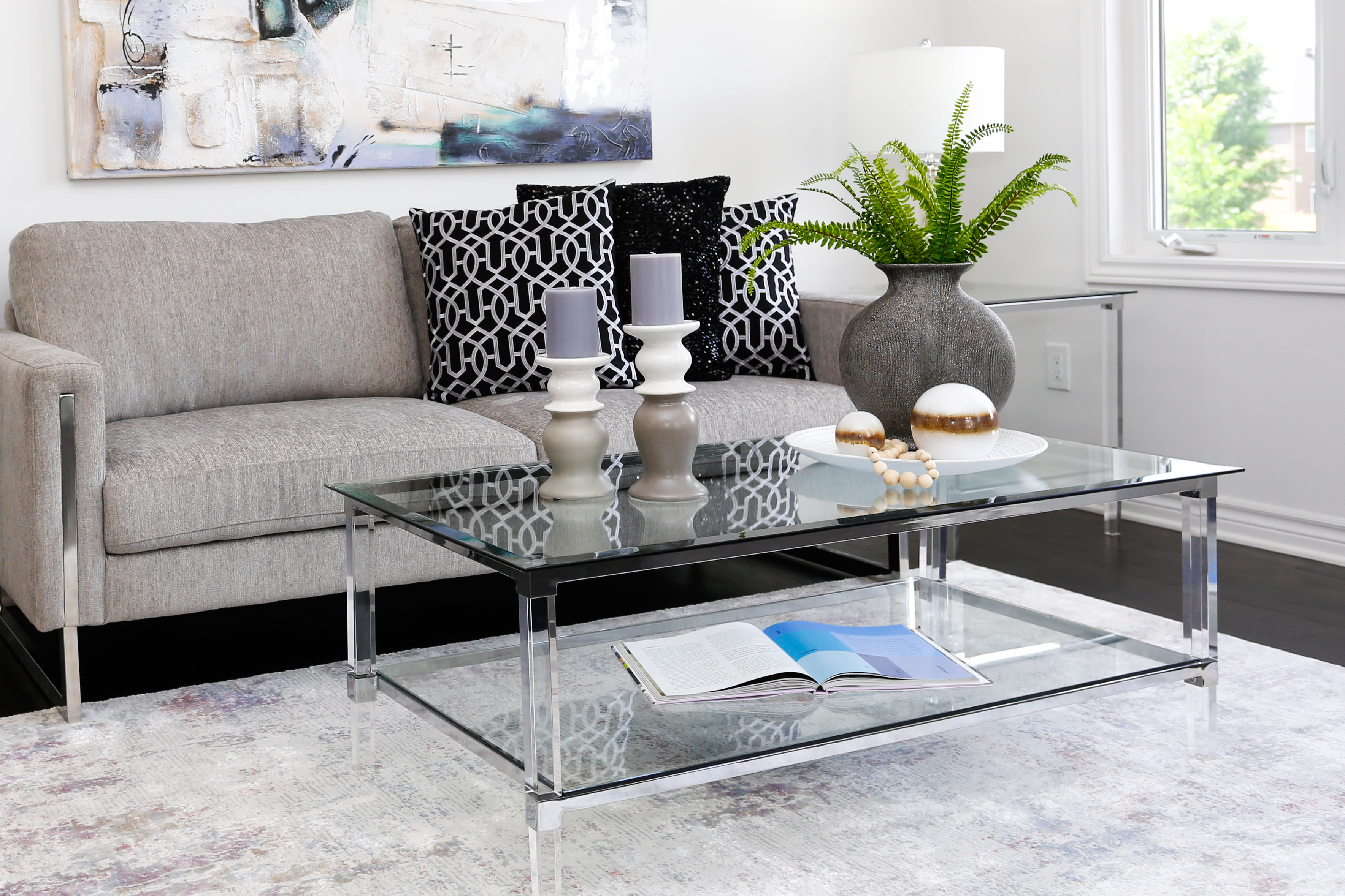 two tiered coffee table decor
